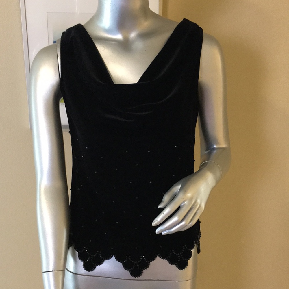 Vintage J.R. Nites By Caliendo Velvet Drape Neck Beaded Formal Top